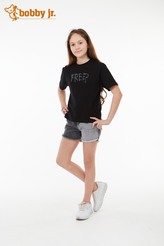 Siyah FREEP Baskılı T- Shirt 