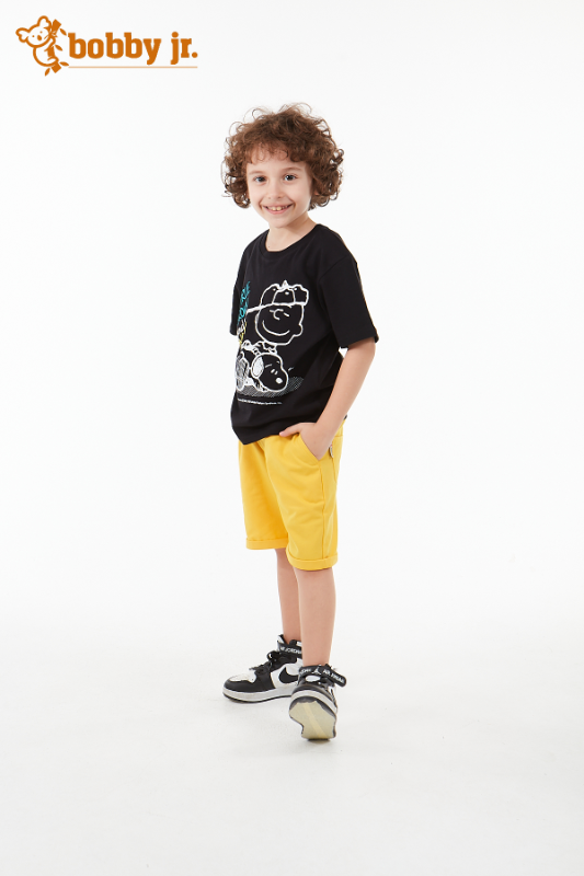 Siyah Snoopy Baskılı T-shirt 