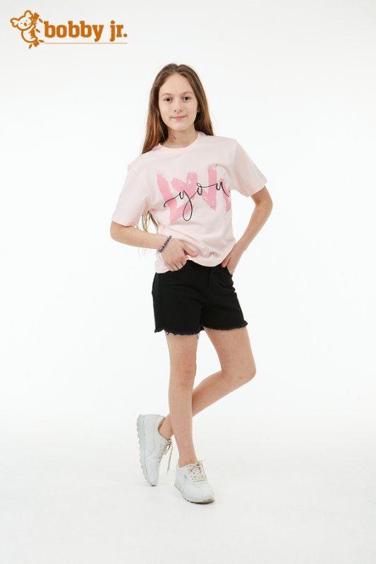 Love Baskılı Toz Pembe T-shirt