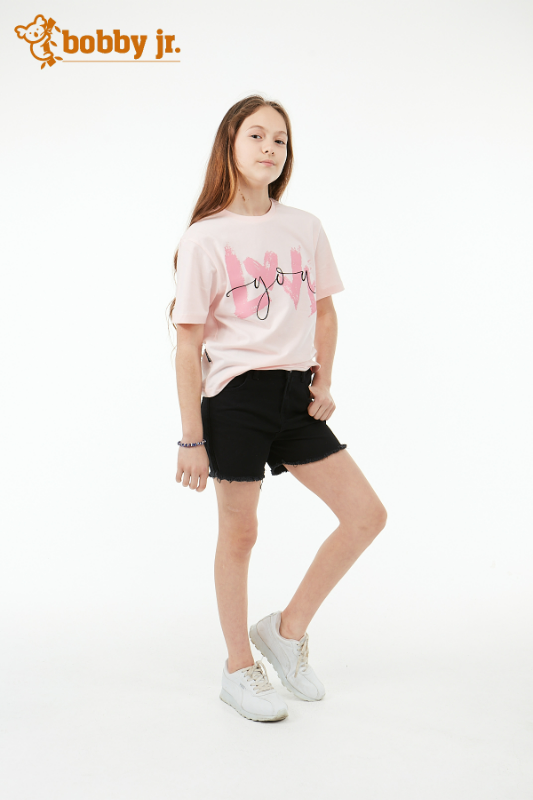 Love Baskılı Toz Pembe T-shirt