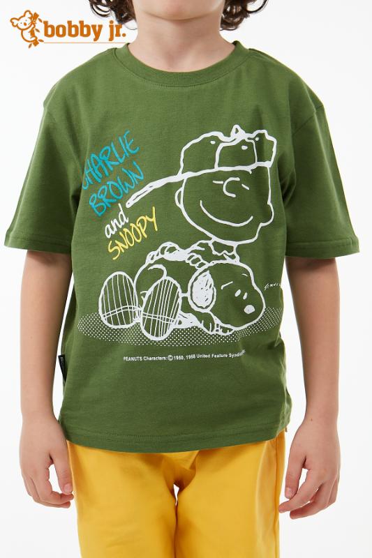 Yeşil Snoopy Baskılı T-shirt