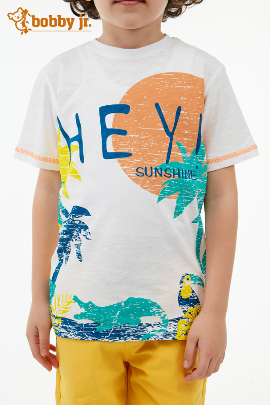 HEY baskılı beyaz t-shirt