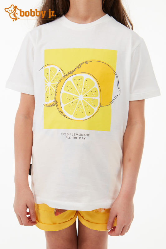 limon baskılı beyaz t-shirt