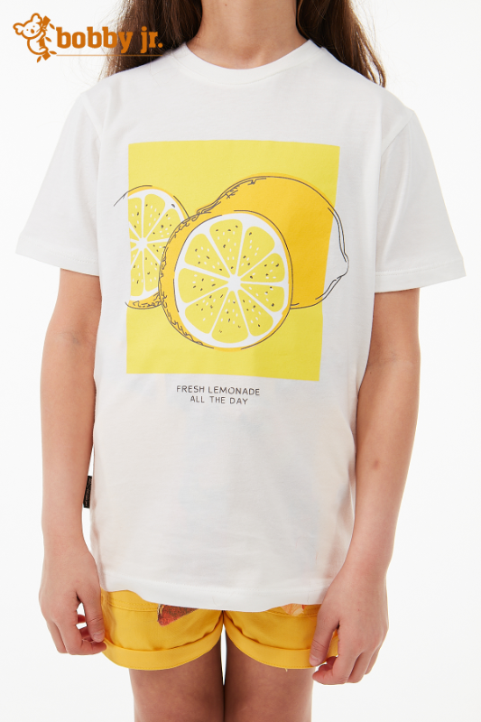 Limon baskılı beyaz t-shirt