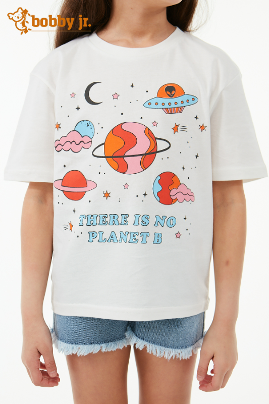 Gezegenler baskılı t-shirt