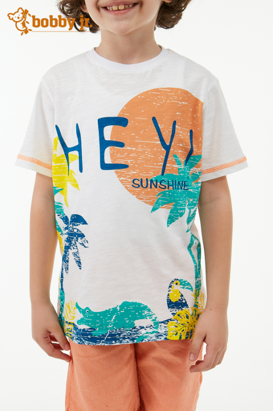 HEY baskılı t-shirt turuncu kapri